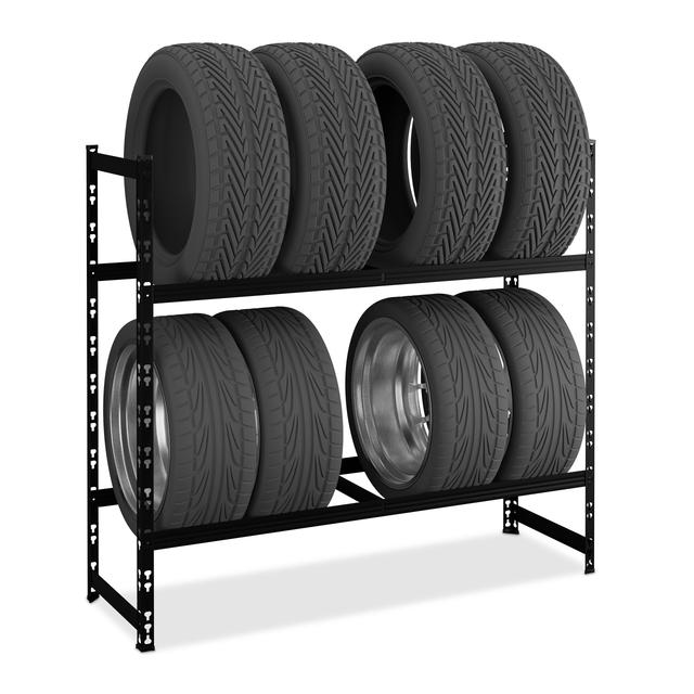 TEMU Reifenregal in Schwarz - (B)110 x (H)100 x (T)35 cm