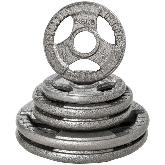 TEMU Homcom Set Of 6 Weight Plates - 2x10kg, 2x5kg, 2x2.5kg, Total 35kg, 54mm Hole, For Home Gym Training, Silver