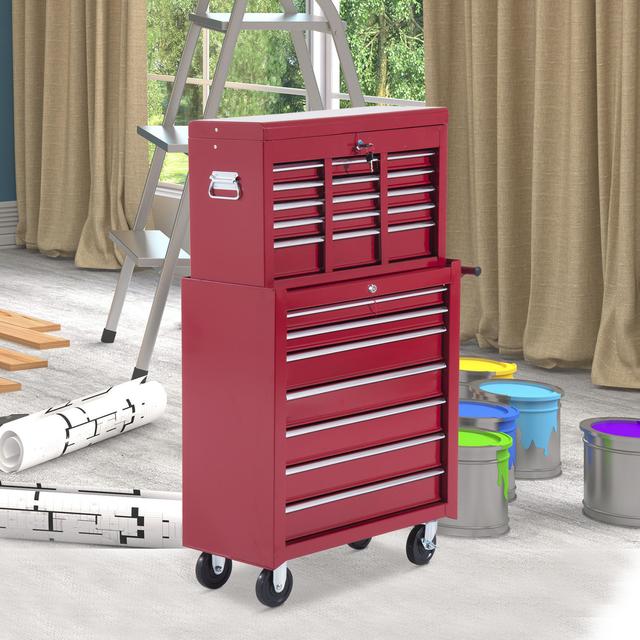 TEMU Portable Tool Cart Workshop Cart Roller Cart Tool Box (red)