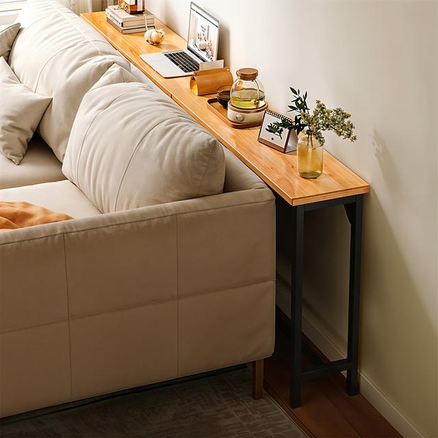 TEMU Space Efficient Side Table, Single Tier Wall Mounted Mdf Shelf With Metal Frame Multi Functional Narrow Table With Storage Hallway Bedroom Table, Single Tier Black Frame Table, 80*20cm