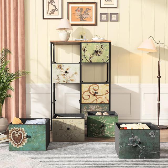 TEMU Christmas Gift Ycz Bedroom Dresser, Fabric Drawer Storage Cabinet With Wooden Top, Large Storage Space, Suitable For Bedroom And Living Room. F4sa56sgfa