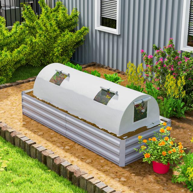 TEMU Gewächshaus mit Rollfenster Runddach, winterfest Foliengewächshaus aus Stahl wasserabweisend Treibhaus für Balkon Tomatenhaus mit UV schutz 200x80x45cm Tomatengewächshaus für Gemüse, Grün