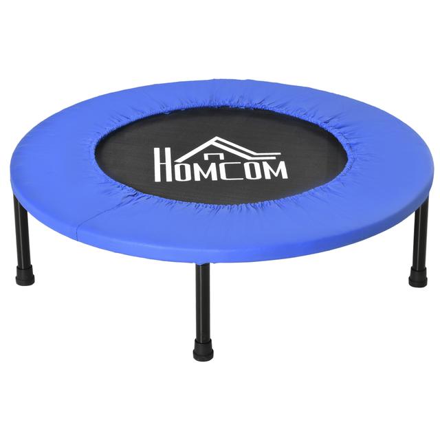 TEMU Homcom Bed Ø81 Cm Steel Trampoline With Protective Edge And 28 Springs For Indoor And Outdoor Exercise Load 100 Kg 81x81x22.5 And Blue