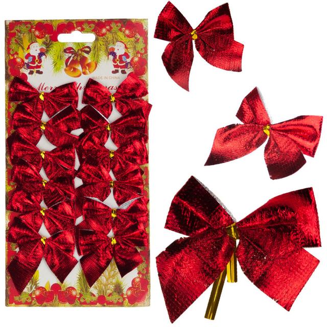 TEMU 12db szalag piros fényes karácsonyfa dekoratív szalagok