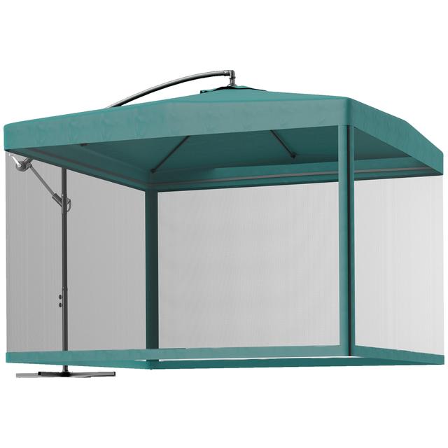 TEMU Outsunny Parasol Excéntrico Ø 295 cm Sombrilla de Jardín con Ángulo Ajustable Mosquiteras Base Cruzada y Manivela para Patio Exterior