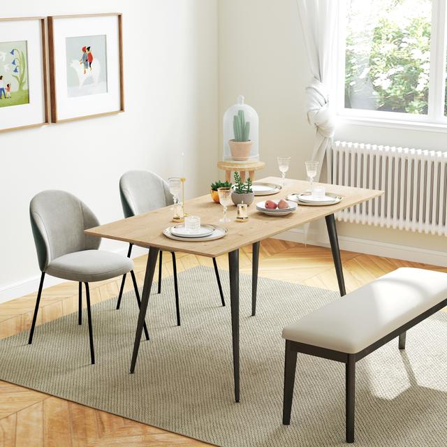 TEMU Mesa de comedor extensible 120/160 x 75 cm para 6-8 , mesa de comedor con patas de acero, natural