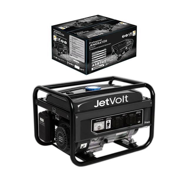 TEMU JetVolt 3 kVA 3000W Profesyonel Benzinli Monofoze Jeneratör Marşlı - Siyah