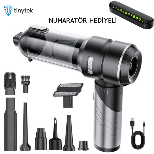 TEMU Brushless Şarjlı Vakumlu El ve Araç Süpürgesi – 20000Pa Güçlü Emiş, 6000mAh Batarya, Numaratör Hediyeli, Taşınabilir Araç Kullanımı İçin