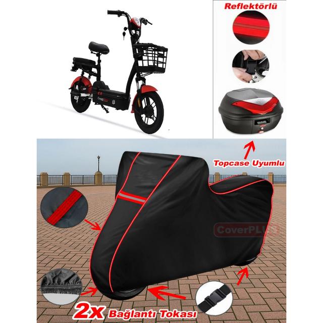 TEMU New ARKA ÇANTA UYUMLU Branda SİYAH Motosiket Brandası Motor Örtüsü Çadır REFLEKTÖRLÜ Kırmızı Dikişli Su Geçirmez Motosiklet Kılıfı Motor Brandası