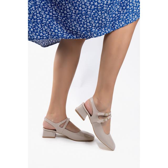 TEMU Kadın Siyah Rugan Kısa Kalın Topuklu Çift Tokalı Kare Burun Klasik Topuklu Ayakkabı