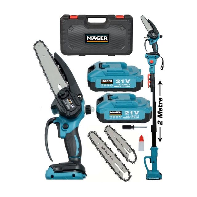 TEMU Akülü şarjlı Dal Budama Testere Makinesi Çift Apalı Çift Akü Ve Teleskopik Uzatma Kolu