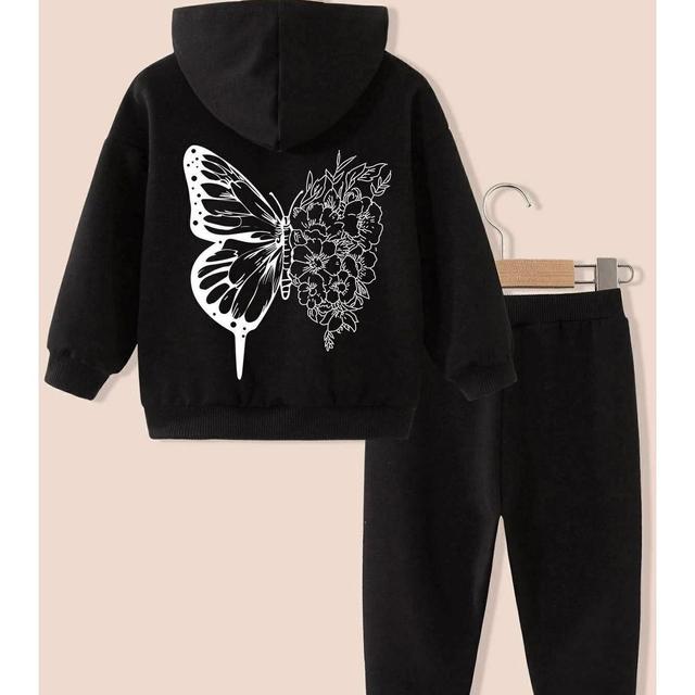 TEMU Çocuk Drawing Butterflies Eşofman Takımı