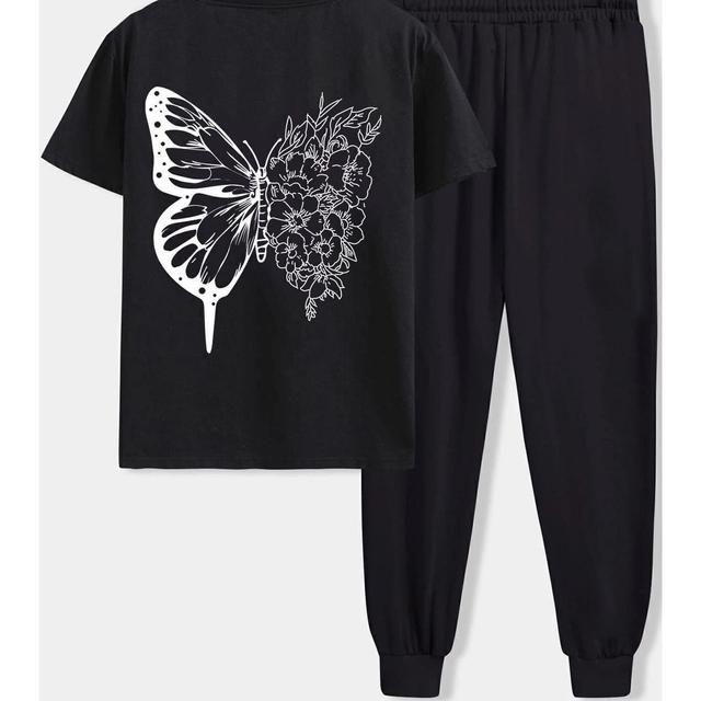 TEMU Unisex Drawing Butterflies Baskılı 2'li Eşofman Takımı
