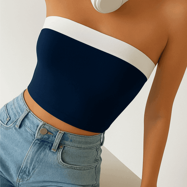 TEMU Kadın Straplez Şerit Detaylı Büstiyer | Şık ve Modern Günlük Kombin Bluz