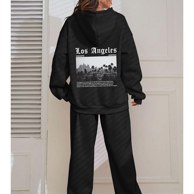 TEMU Unisex Los Baskılı Eşofman Takımı Gri LOSANGELES