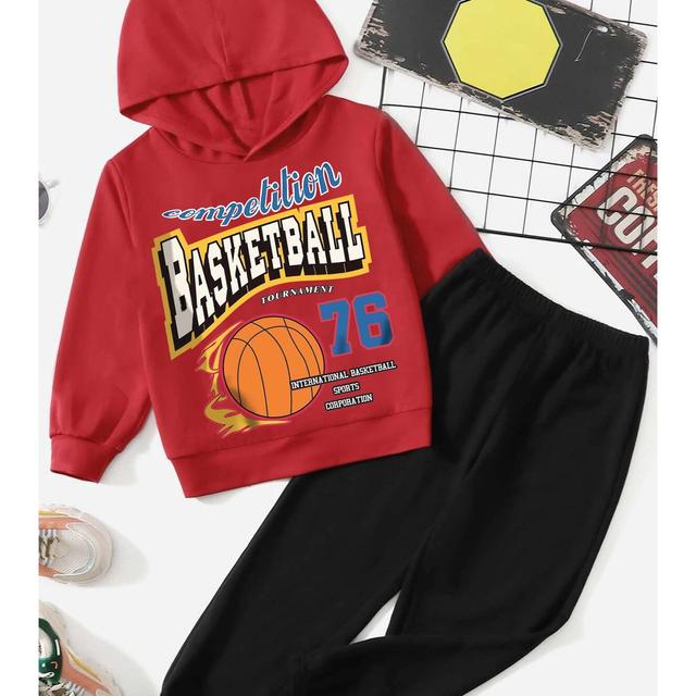 TEMU Basketball Baskılı Çocuk Rahat Eşofman Takımı