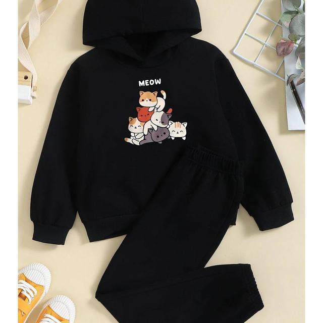 TEMU Kediler Baskılı Çocuk Rahat Eşofman Takımı