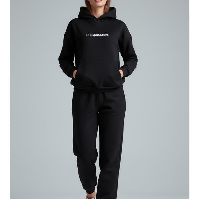 TEMU ClubSpaceAstro Baskılı Siyah Alt Üst Eşofman Takımı – Modern ve Rahat Günlük Spor Giyim