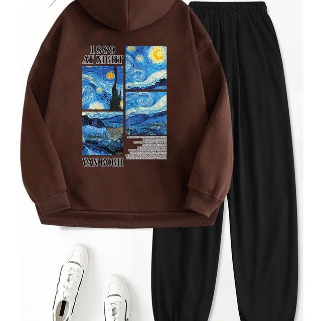 TEMU Van Gogh Sırt Baskılı Unisex Eşofman Takımı