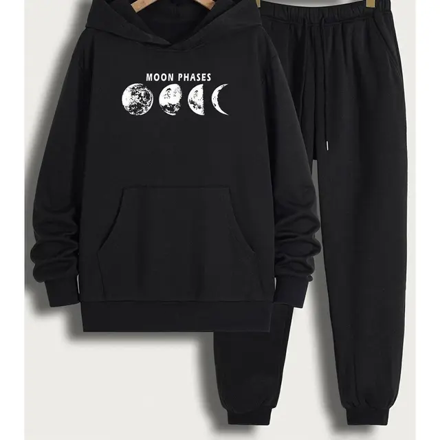 TEMU Unisex Moon Phases Baskılı Eşofman Takımı