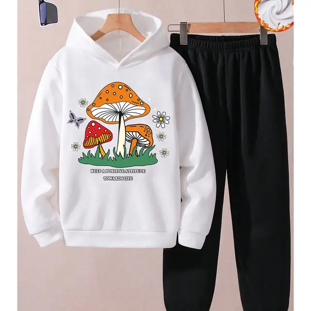 TEMU Mantar Baskılı Erkek - Kız Rahat Eşofman Takımı