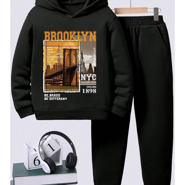 TEMU Brooklyn Baskılı Erkek - Kız Rahat Eşofman Takımı