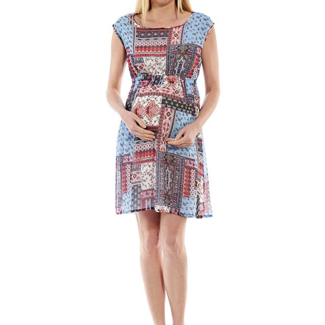 TEMU Desenli Hamile Şifon Elbise Em373