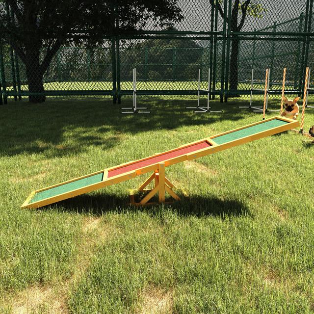 PawHut Dog Agility Training Equipment Wood Pet Seesaw Platform, Weather Resistant Fun Run Game Toy | Aosom Canada