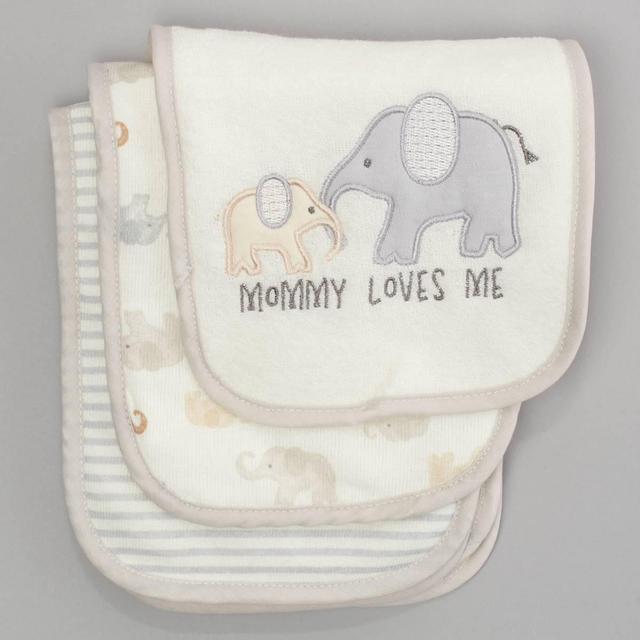 Baby Unisex Le Top(R) 3pk. Mom Loves Me Elephant Burp Cloths