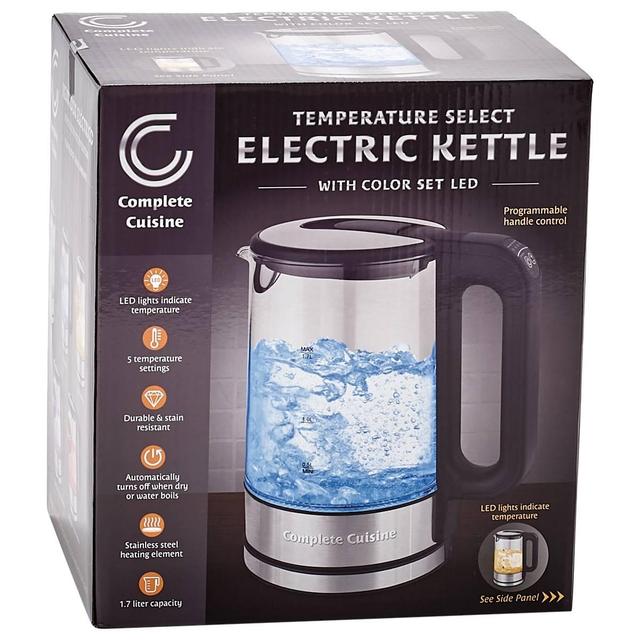 Complete Cuisine 1.7 Liter LED Temp Control Electric Kettle