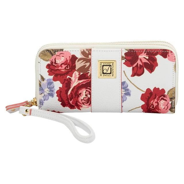 Womens Stone Mountain Rose Large Double Zip Wallet with Wristlet