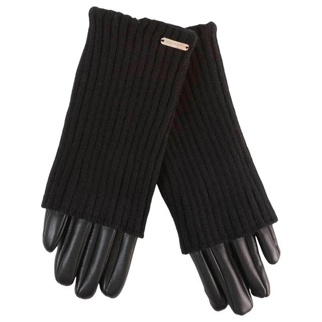 Womens Steve Madden Faux Leather Gloves with Rib Cuff