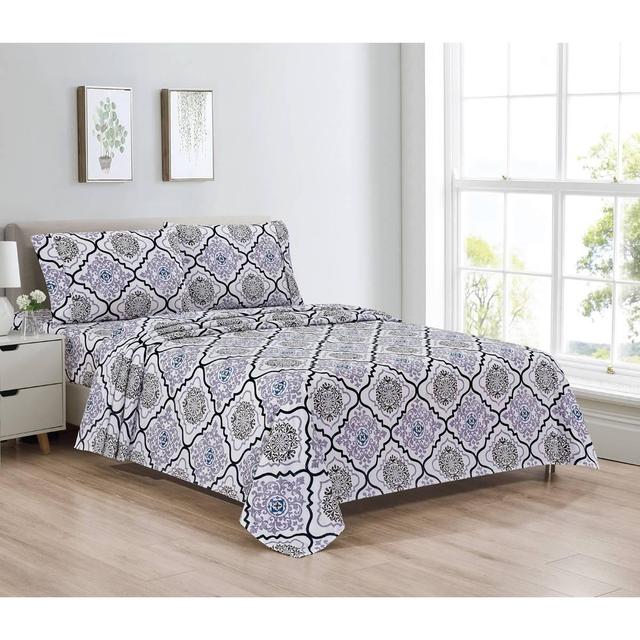 Bibb Home Egyptian Luxury 1800TC Medallion 4pc. Sheet Set