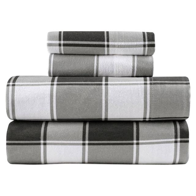 Kathy Ireland Turkish Cotton Flannel Gingham Plaid Sheet Set