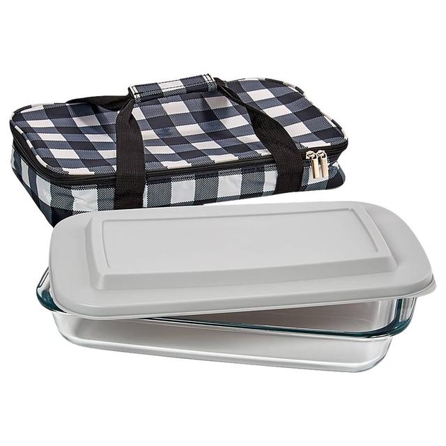 Healthy Living 3pc. Rectangle Black & White Buffalo Bake N Take