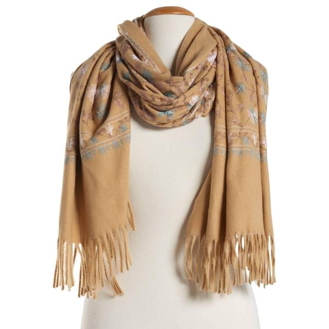 Womens Jessica McClintock Embroidered Floral Scarf