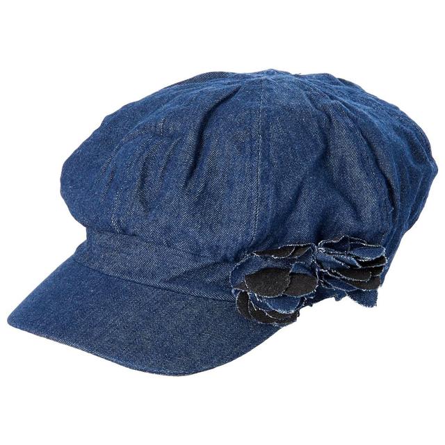 Womens Madd Hatter Denim Flower Cabbie Newsboy Hat