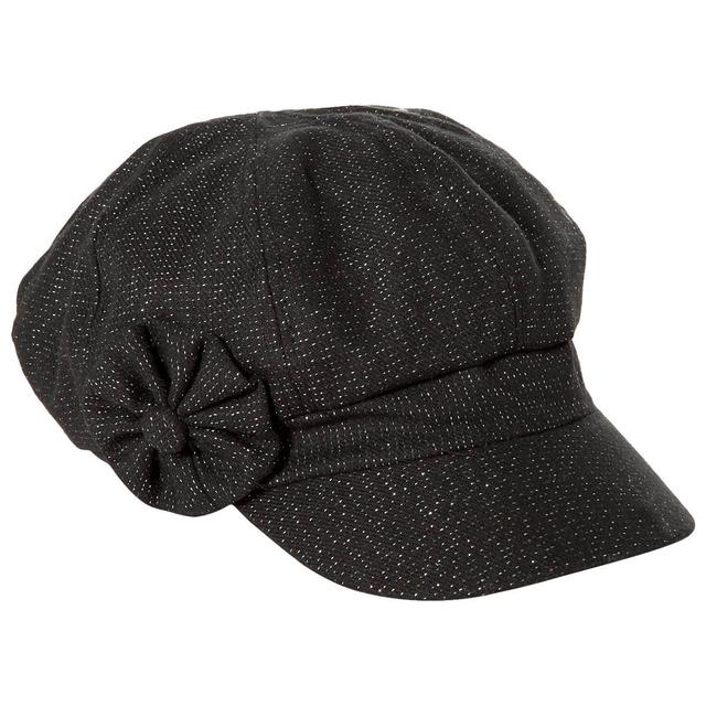 Womens Madd Hatter Lurex Flower Newsboy Hat