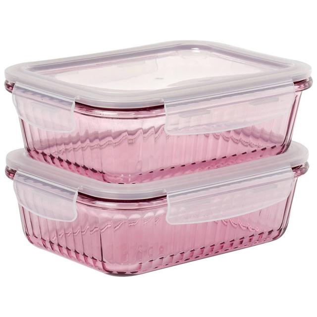 Farberware(R) Set of 2 Medium 21.7oz. Rectangle Glass Snap Lids