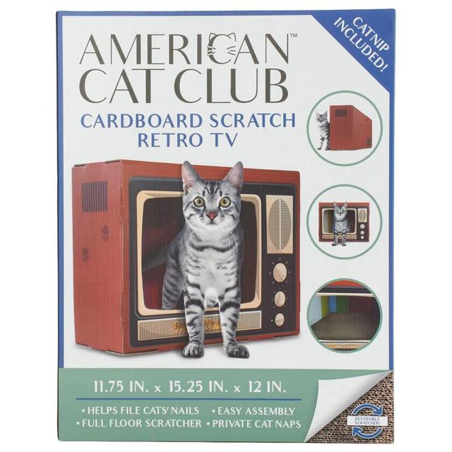 American Cat Club Cardboard Scratch Retro TV