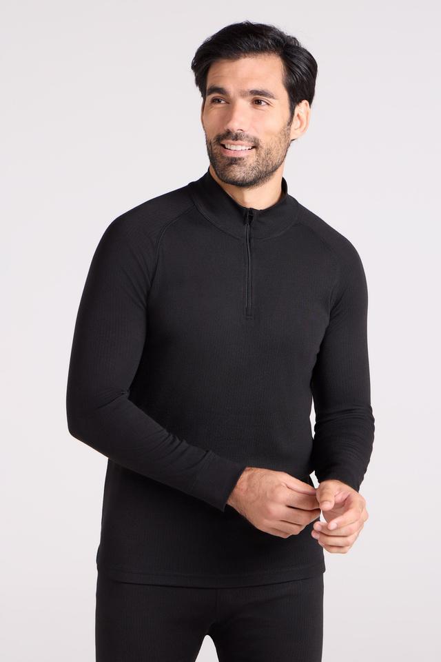 Talus Mens Long Sleeved Zip Neck Top - Black