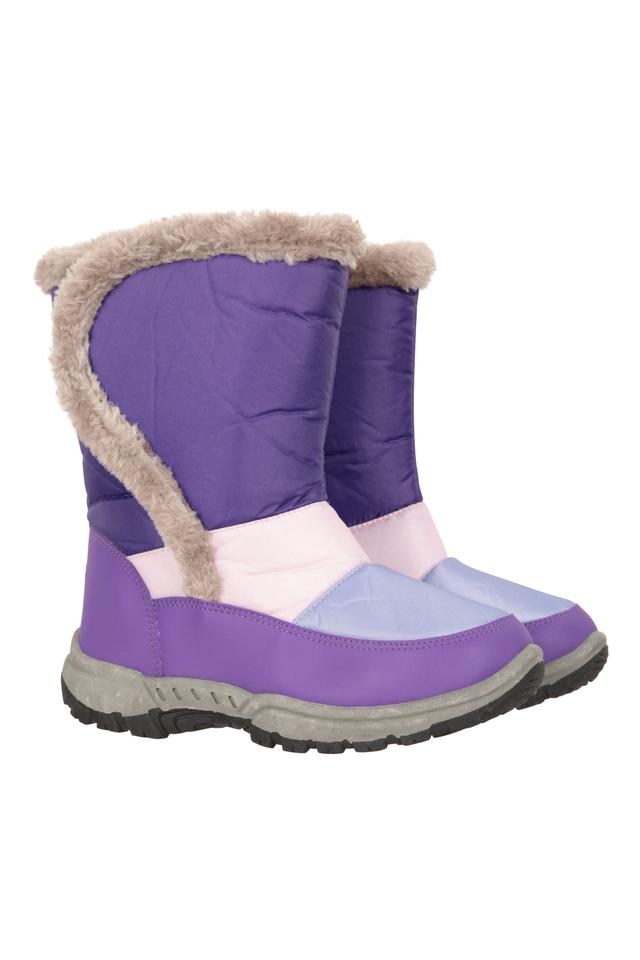 Caribou Kids Faux Fur Trim Adaptive Snow Boots - Purple