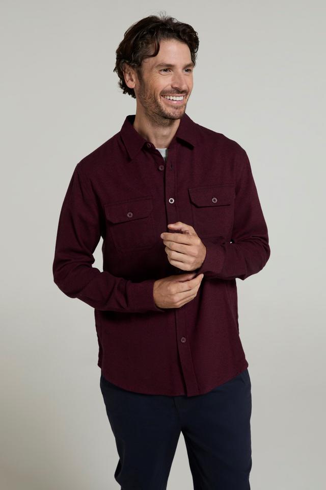Trace Mens Flannel Long Sleeve Shirt - Dark Red