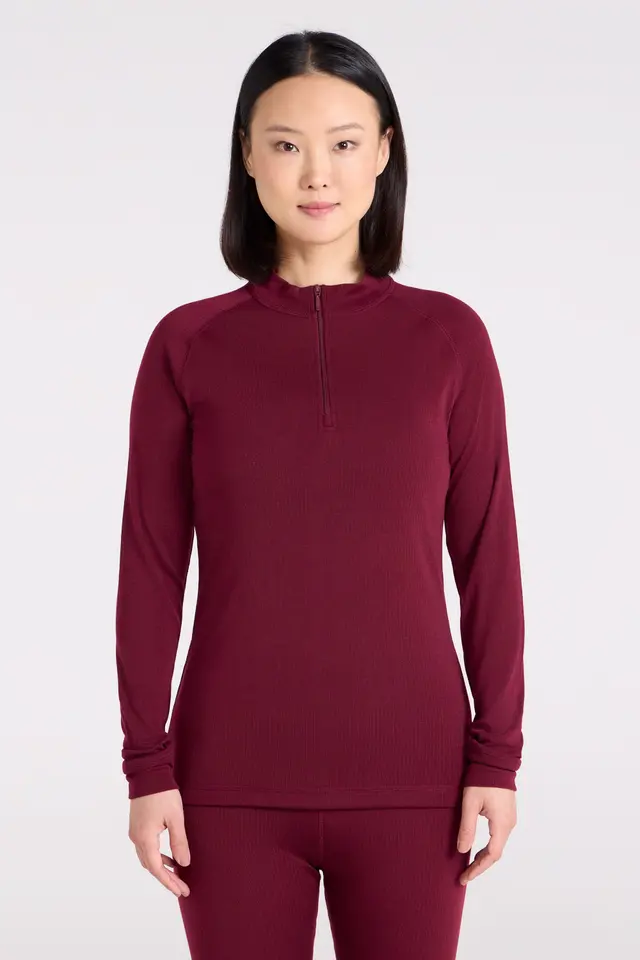 Talus Womens Long Sleeved Zip Neck Top - Pink