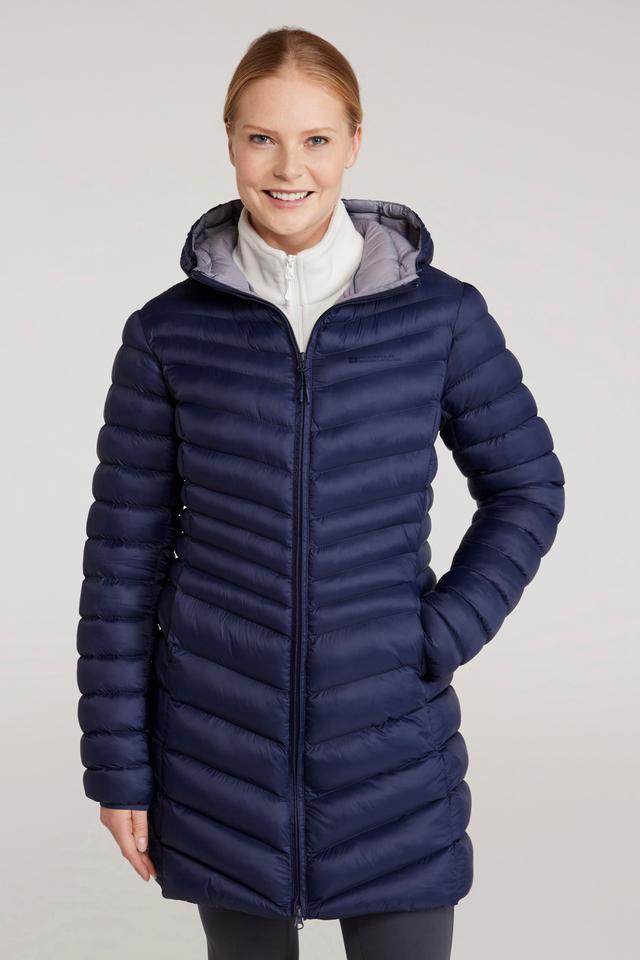 Florence Womens Long Puffer Jacket - Navy