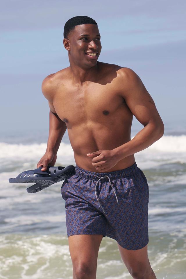 Aruba Printed Mens Swimshorts - Dark Blue