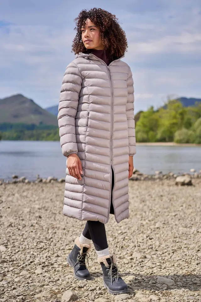 Florence Womens Extra Long Insulated Jacket - Beige