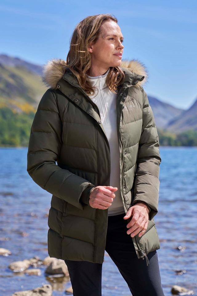 Isla II Womens Long Down Jacket - Green