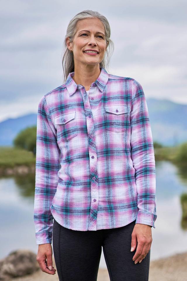 Willow Womens Brushed Flannel Slim-Fit Shirt - Grey