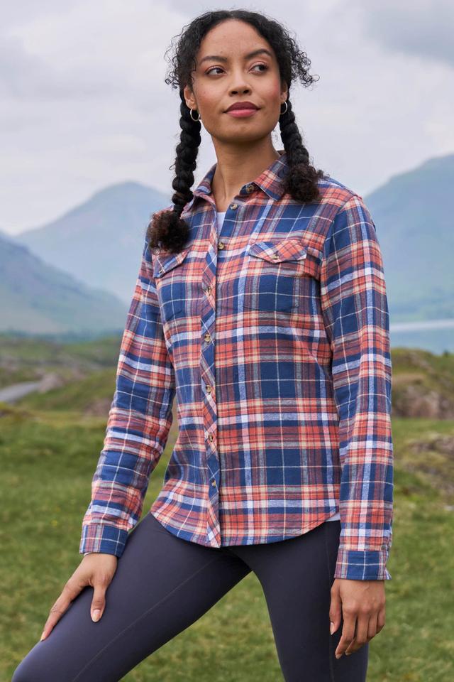 Willow Womens Brushed Flannel Slim-Fit Shirt - Navy